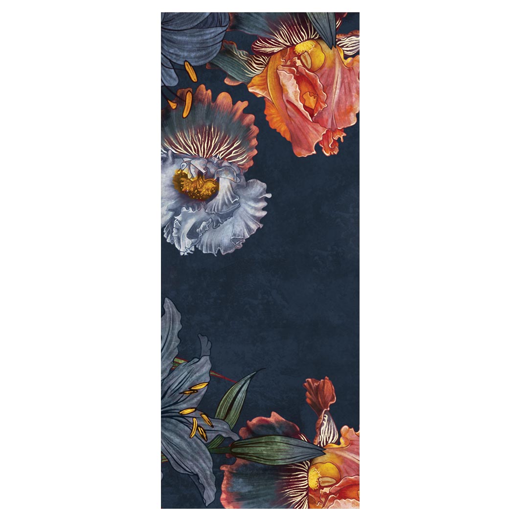 FLORAL NAVY LILIES AND IRIS PAINTING ROOM DIVIDER