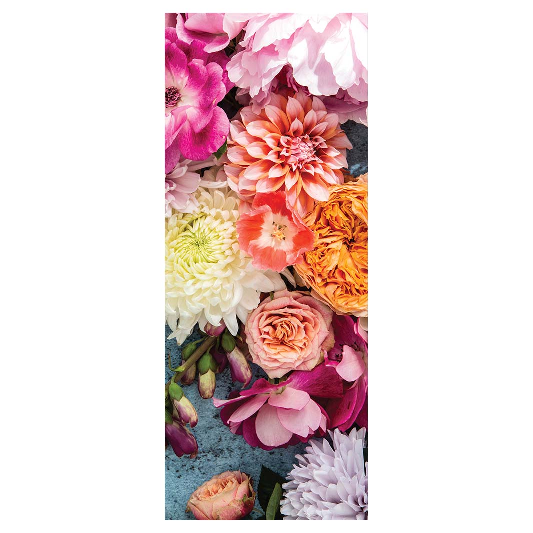 FLORAL PINK PEONY AND DAHLIA BOUQUET ON BLUE ROOM DIVIDER