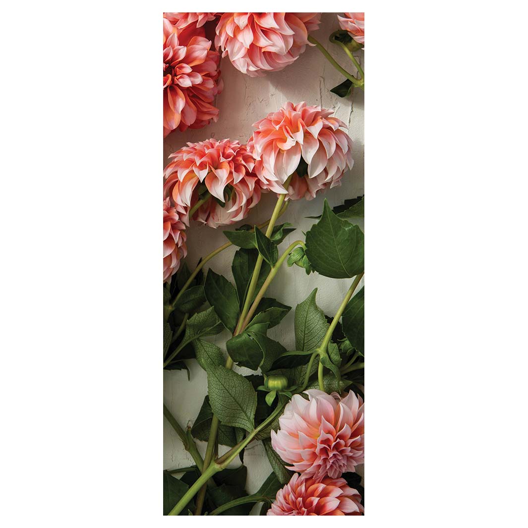 FLORAL ORANGE SCATTERED DAHLIAS WITH LEAVES ROOM DIVIDER