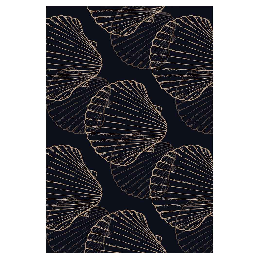 PATTERN DARK NAVY SHELL RECTANGULAR RUG