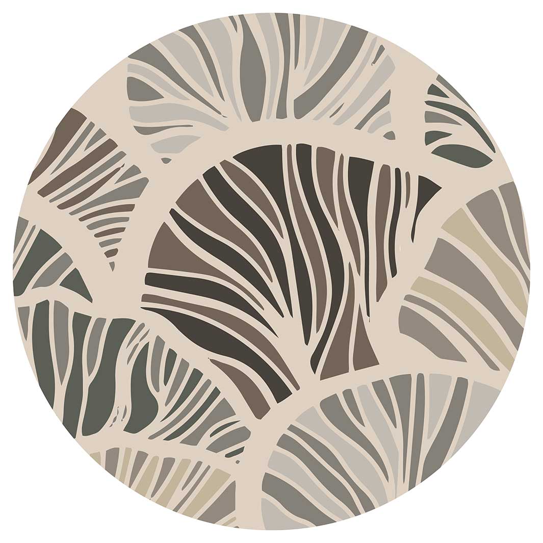 PATTERN BROWN AND BUTTERSCOTCH ABSTRACT LEAF ROUND RUG