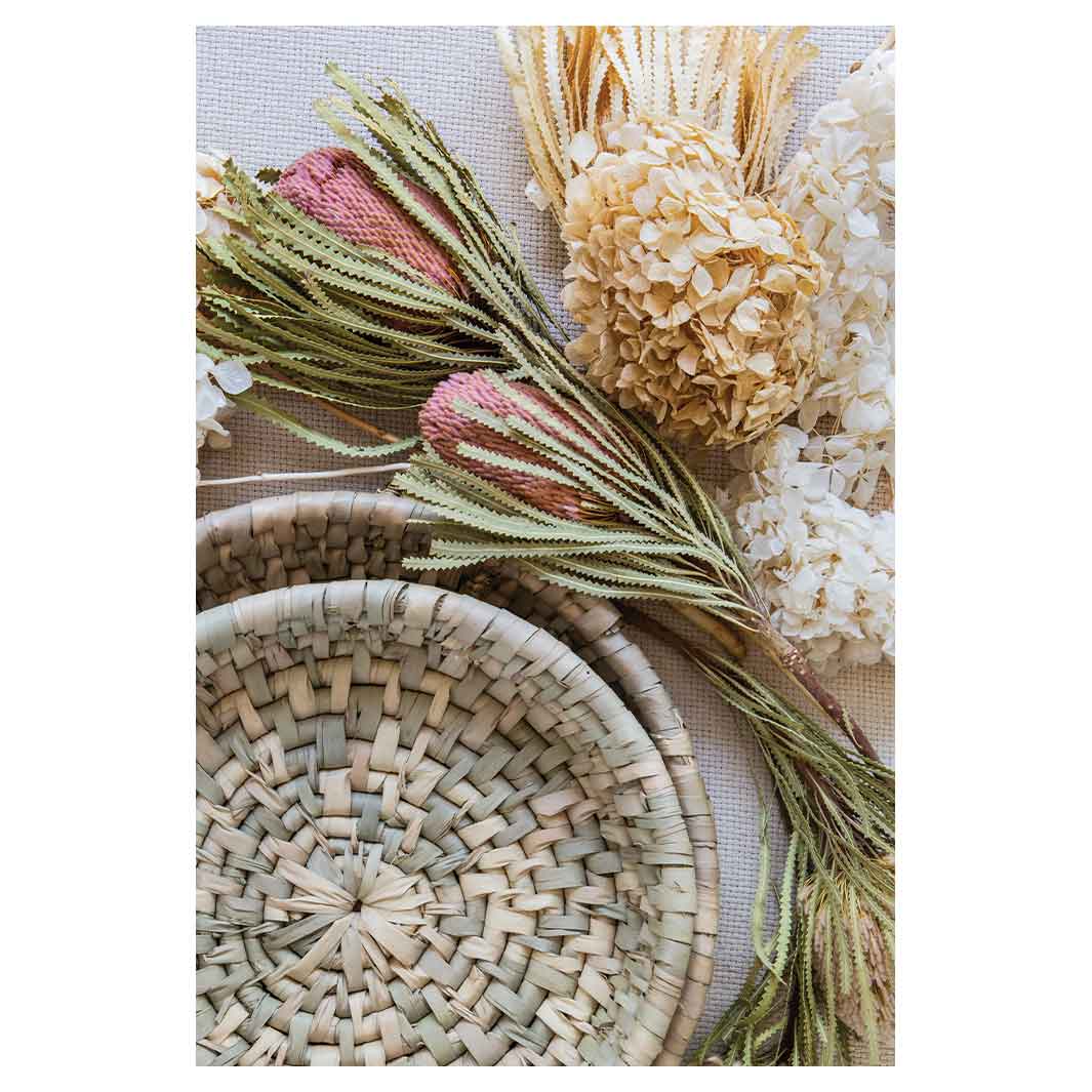 FLORAL CREAM AND GREY BASKET WITH PINK BANKSEAS RECTANGULAR RUG