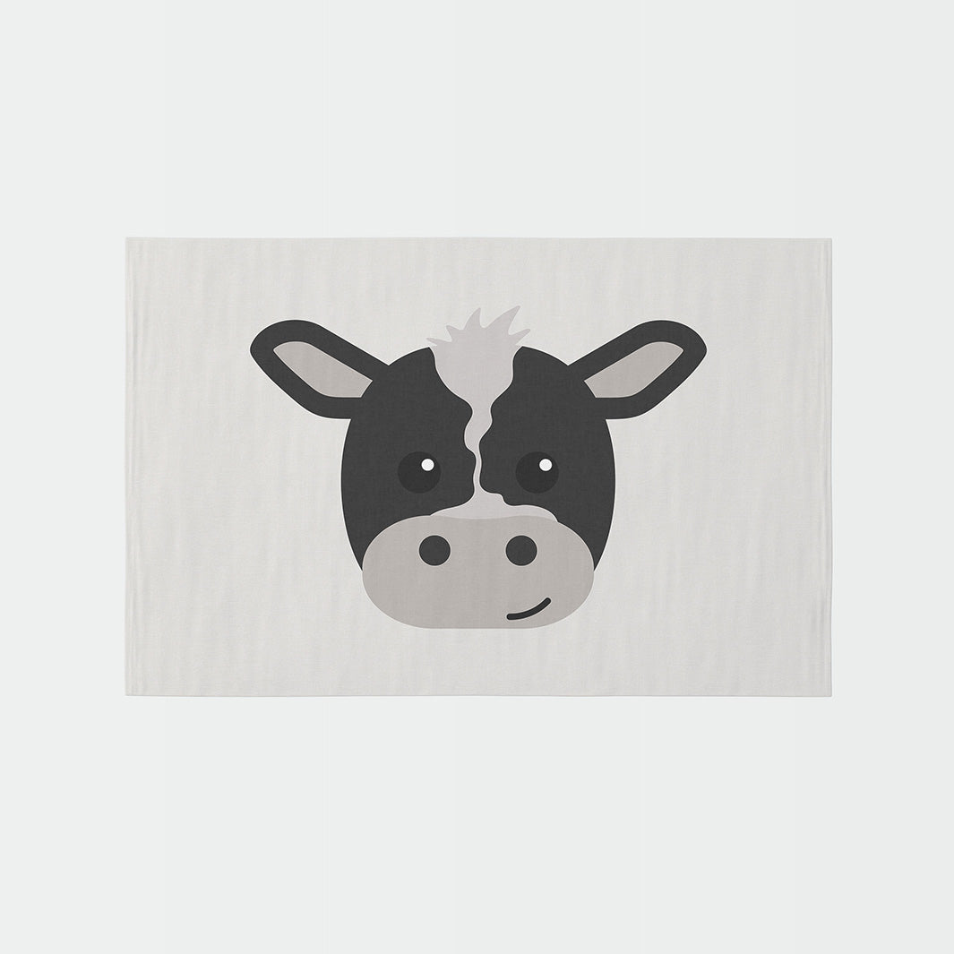 KIDS GREY BLACK AND WHITE COW RECTANGULAR RUG