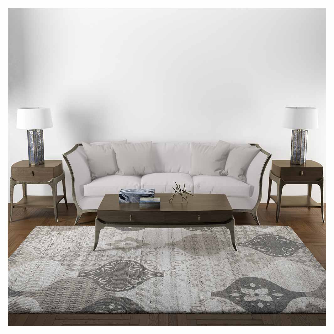 CLASSIC GREY NATURAL PATCHWORK RECTANGULAR RUG