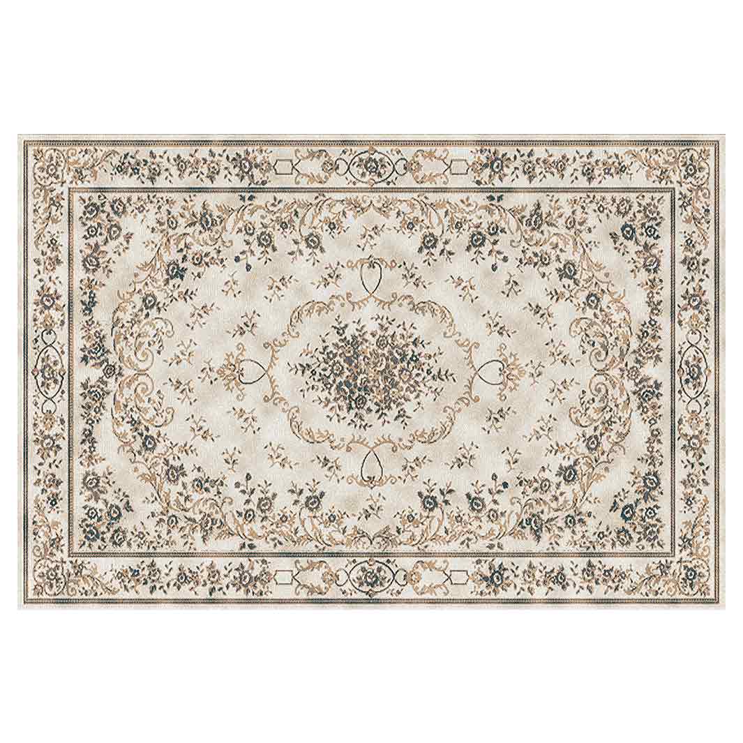 CLASSIC BEIGE VINTAGE FLORAL RECTANGULAR RUG