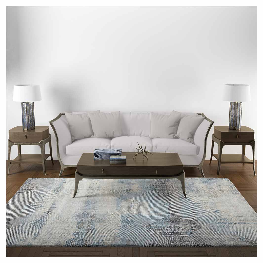 CLASSIC BLUE DIAMOND SHAPES RECTANGULAR RUG