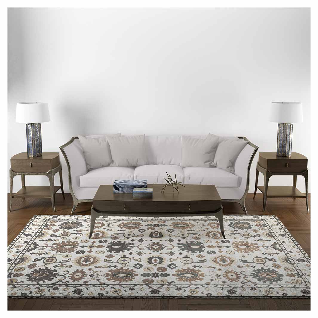 CLASSIC BEIGE LIGHT NEUTRAL ORIENTAL PATTERN RECTANGULAR RUG