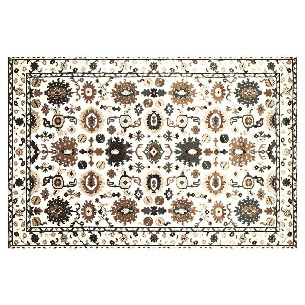 CLASSIC BEIGE LIGHT NEUTRAL ORIENTAL PATTERN RECTANGULAR RUG