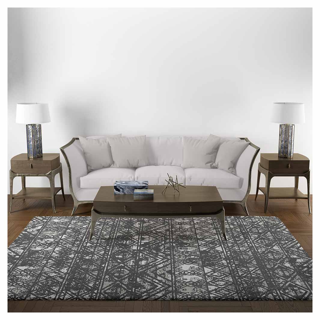 CLASSIC GREY AFRICAN TRIBAL PATTERN RECTANGULAR RUG