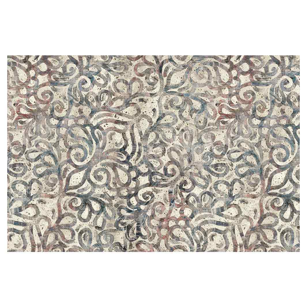 CLASSIC BLUE AND RED FLOWER VINTAGE RECTANGULAR RUG