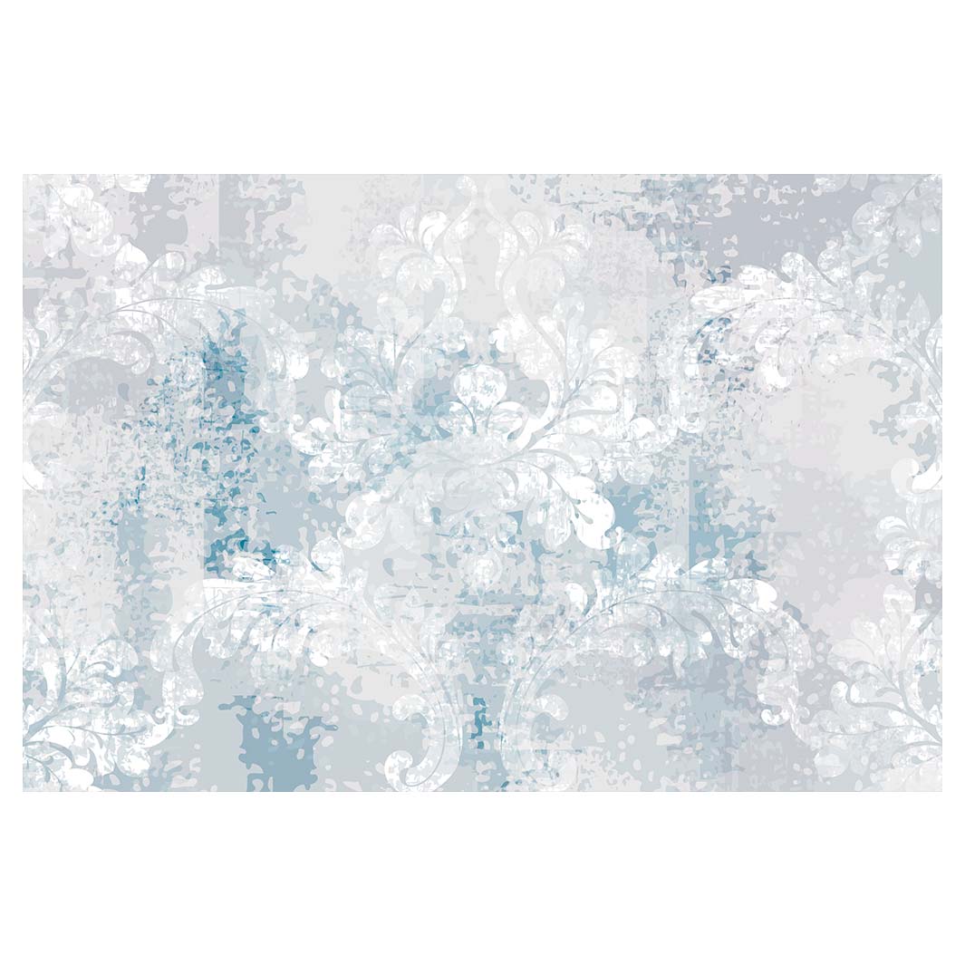 CLASSIC BLUE LIGHT FLEUR DE LIS DISTRESSED RECTANGULAR RUG