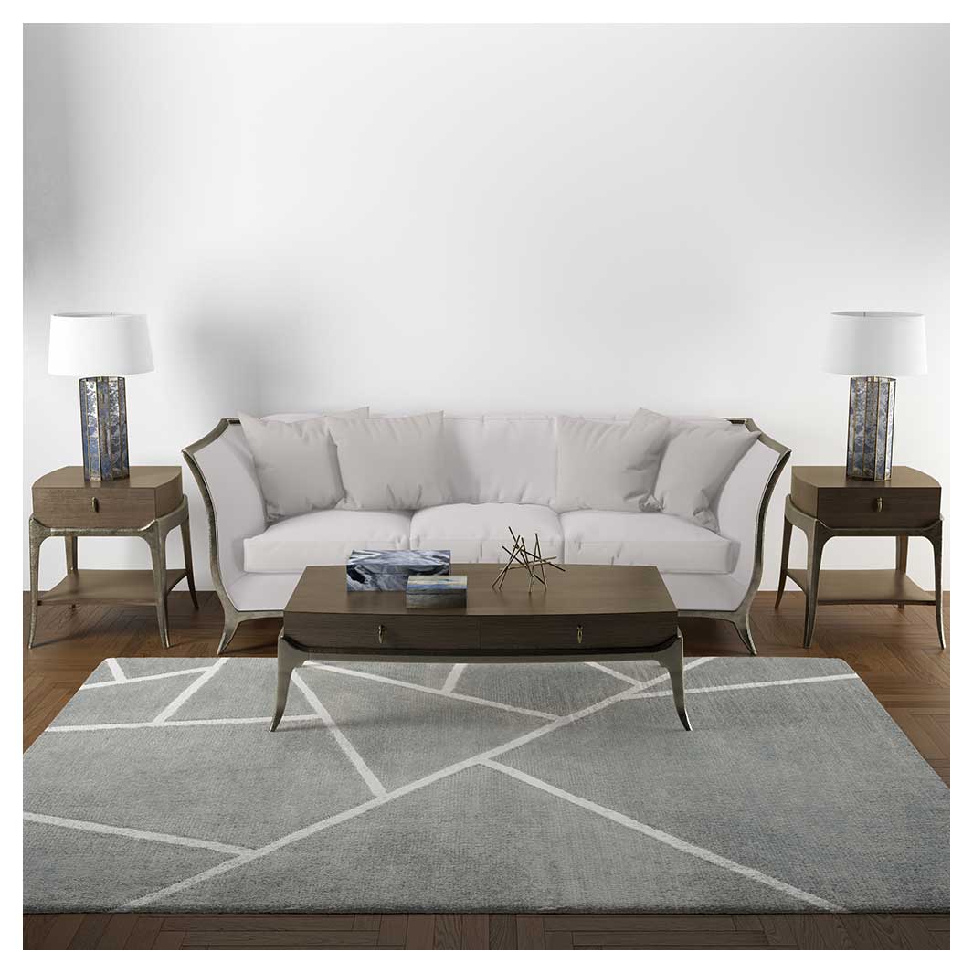 CONTEMPORARY GREY SIMPLISTIC ABSTRACT GEO RECTANGULAR RUG