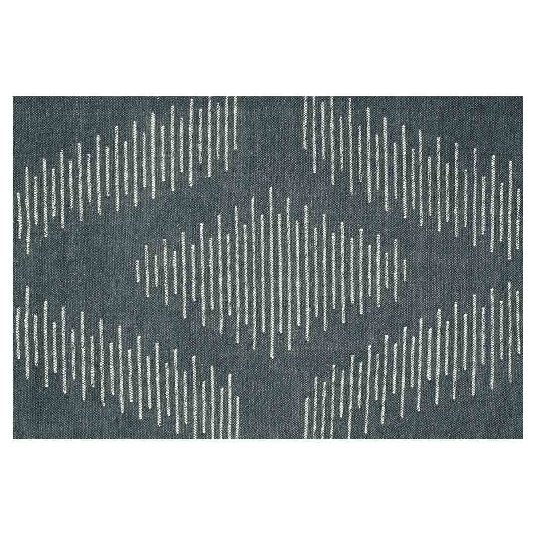 CONTEMPORARY BLUE CHARCOAL TRIBAL DIAMOND RECTANGULAR RUG