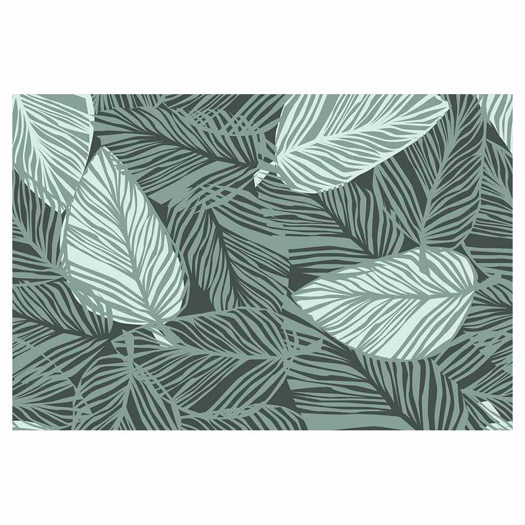 CONTEMPORARY TEAL MODERN NATURAL LEAF RECTANGULAR RUG