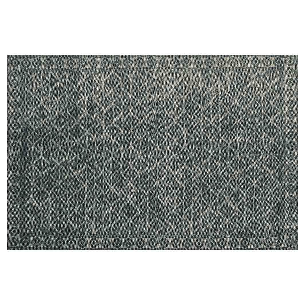 CONTEMPORARY GREY TRIBAL TRIANGLE PATTERN RECTANGULAR RUG