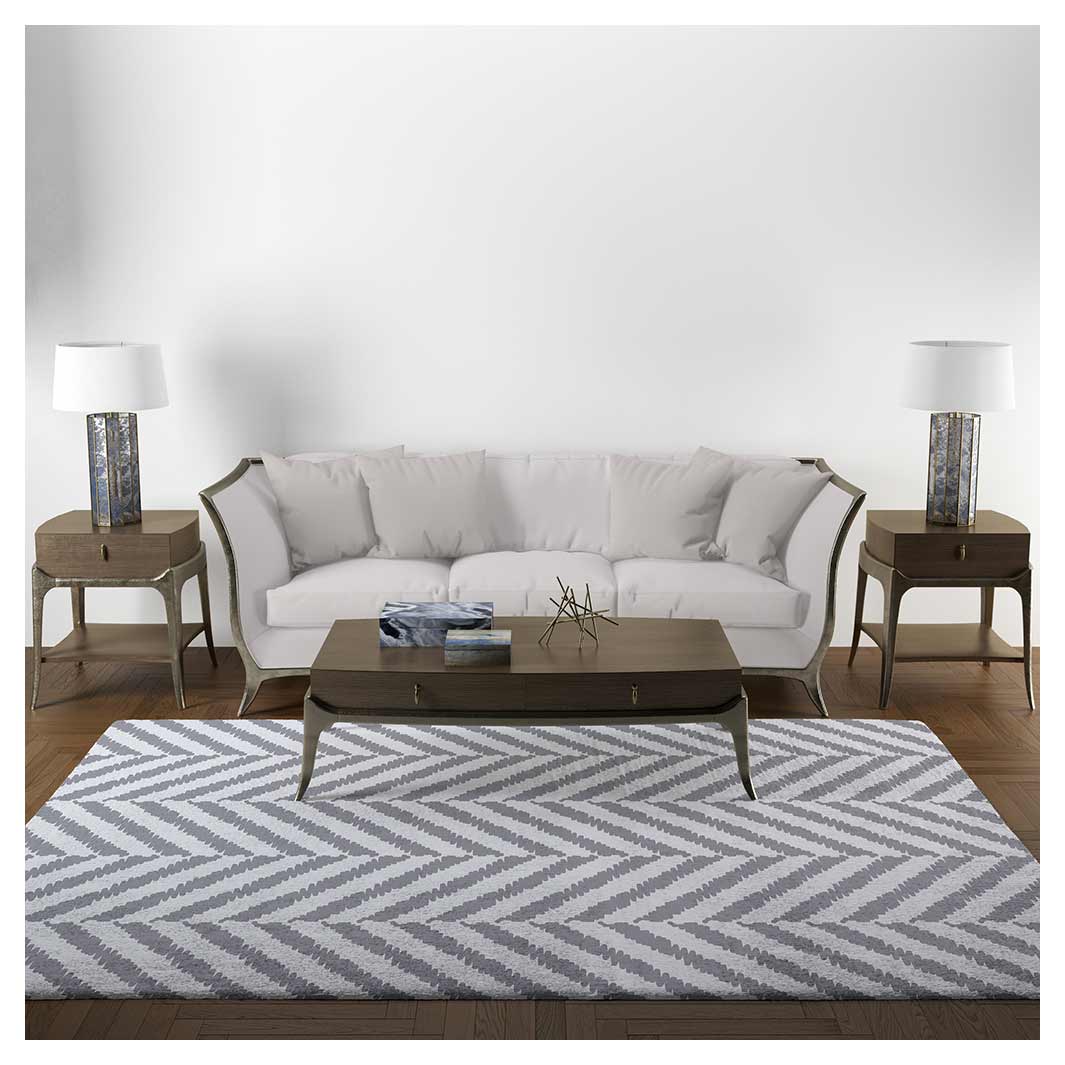 CONTEMPORARY BLUE GREY TONED SIMPLISTIC LINES RECTANGULAR RUG