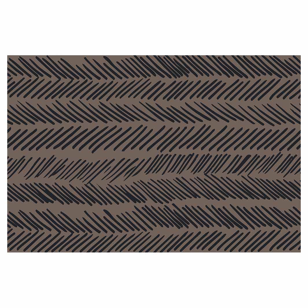 CONTEMPORARY BROWN AND NAVY HERRINGBONE RECTANGULAR RUG