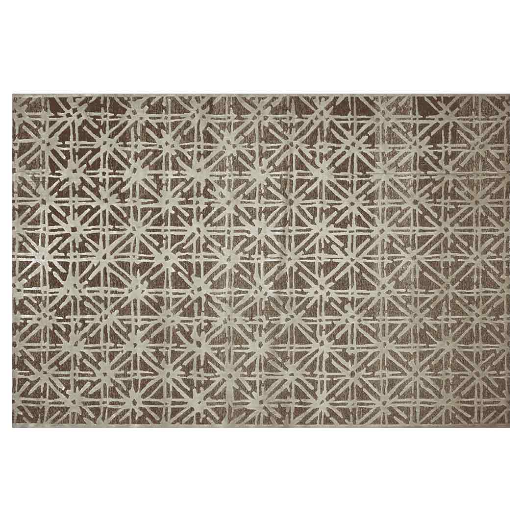 CONTEMPORARY BROWN NEUTRAL AGED LINES PATTERN RECTANGULAR RUG