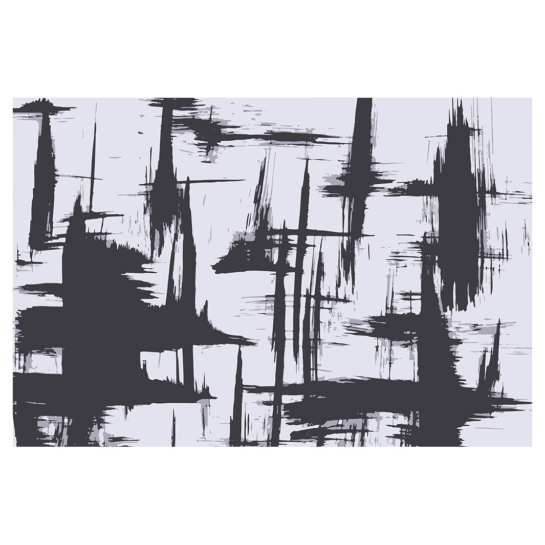 MODERN GREY INK BRUSH STROKES RECTANGULAR RUG