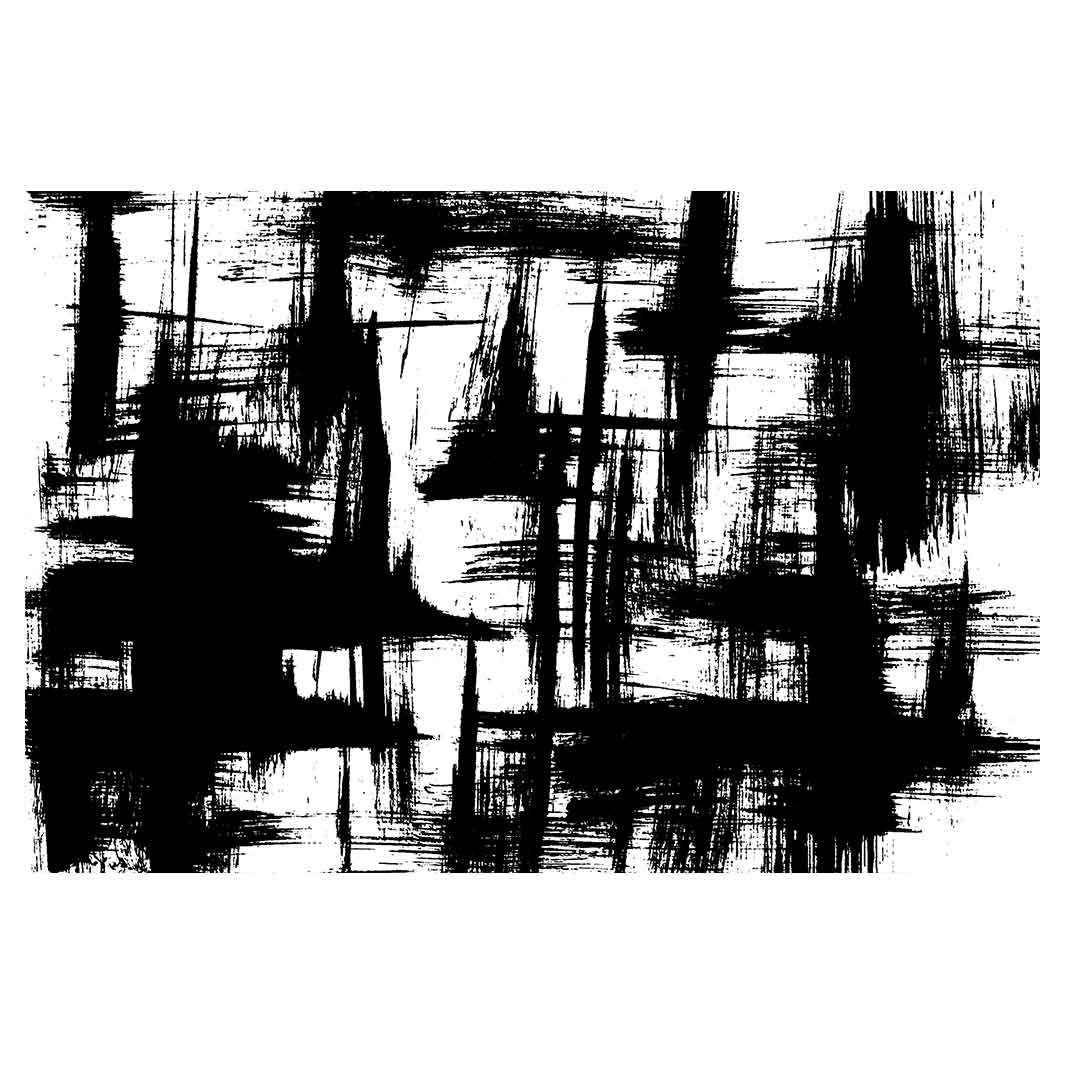 MODERN BLACK INK BRUSH STROKES RECTANGULAR RUG