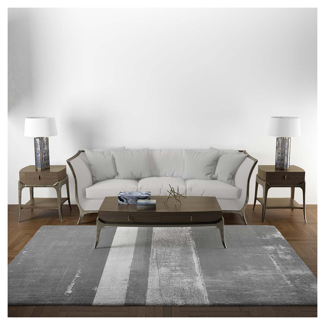 MODERN CHARCOAL BLOCKS DISTRESSED RECTANGULAR RUG