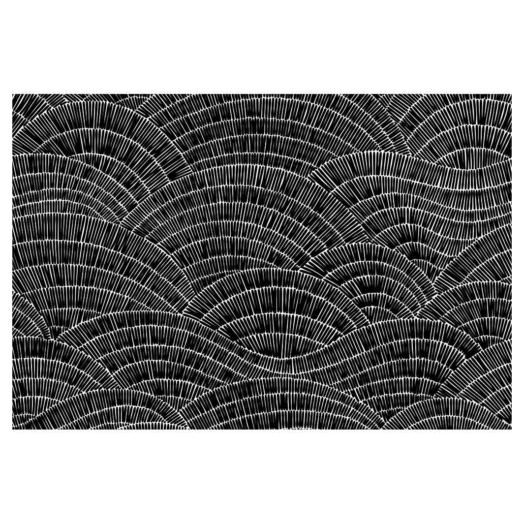 MODERN BLACK ABSTRACT WAVES RECTANGULAR RUG