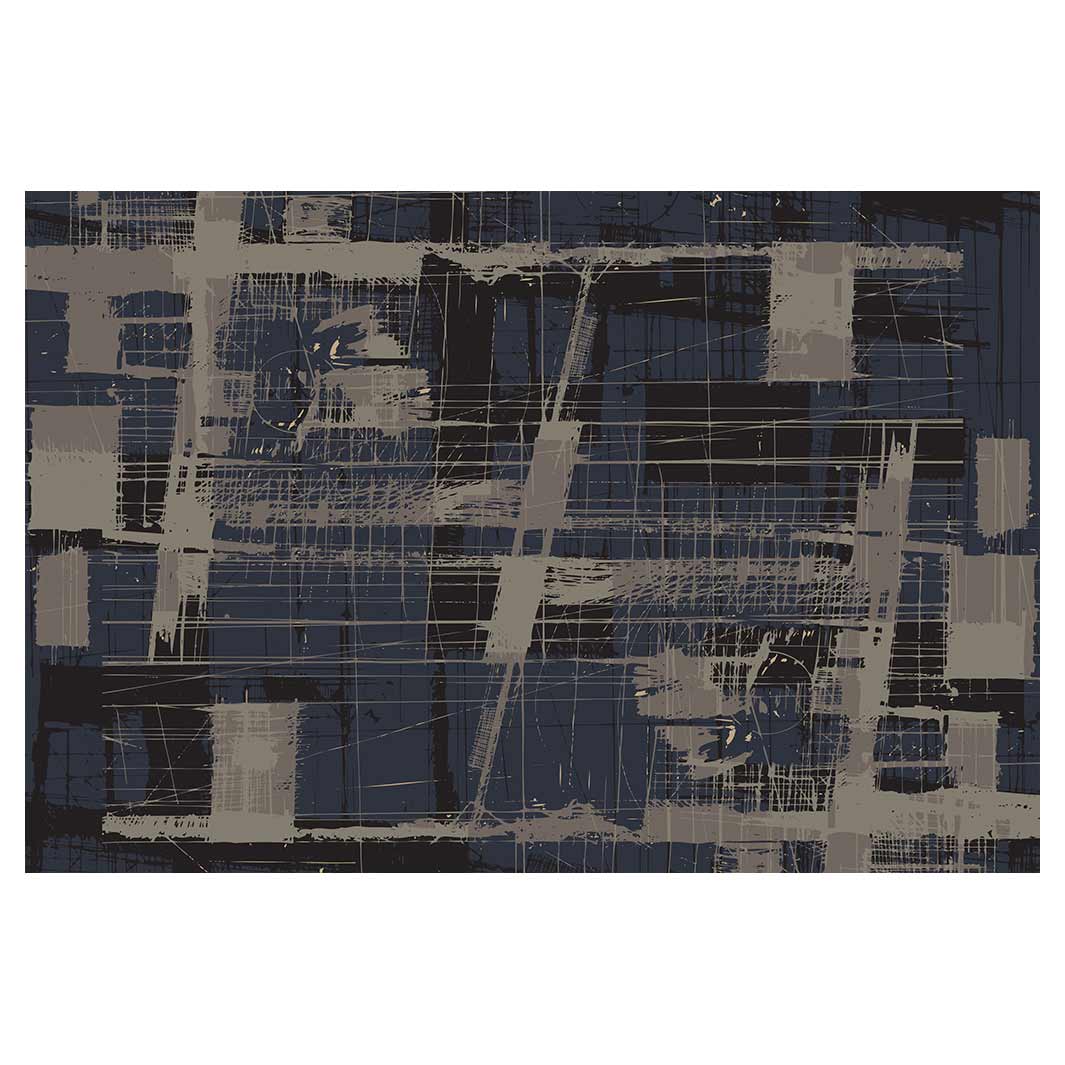 MODERN BLUE DISTRESSED INK LINES RECTANGULAR RUG