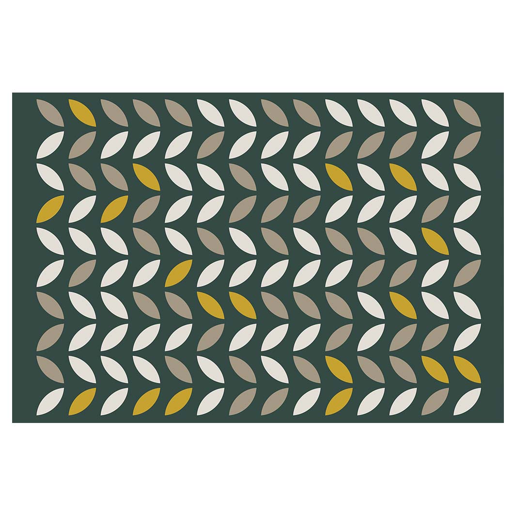 MODERN GREEN SIMPLISTIC SHAPE PATTERN RECTANGULAR RUG