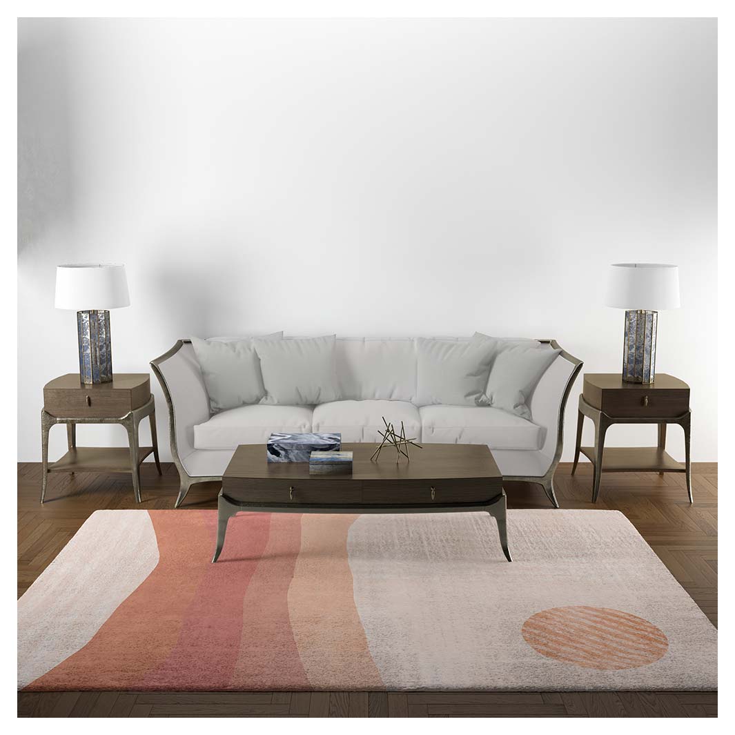 MODERN PEACH DESERT DUNES ABSTRACT RECTANGULAR RUG