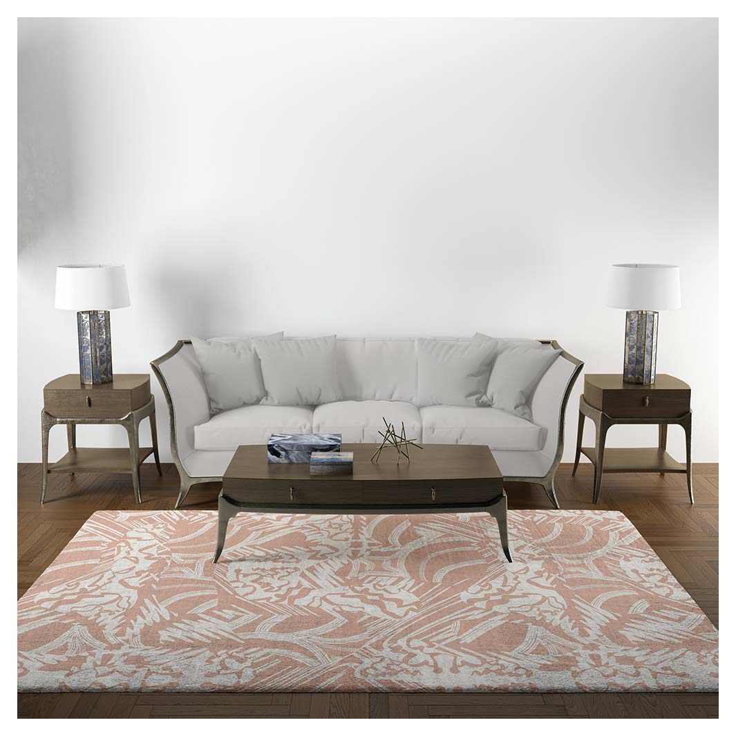 MODERN PEACH ABSTRACT PATTERN DRAWING RECTANGULAR RUG