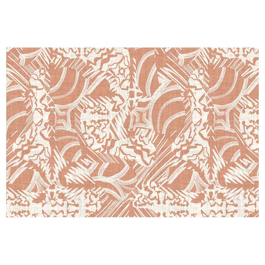 MODERN PEACH ABSTRACT PATTERN DRAWING RECTANGULAR RUG