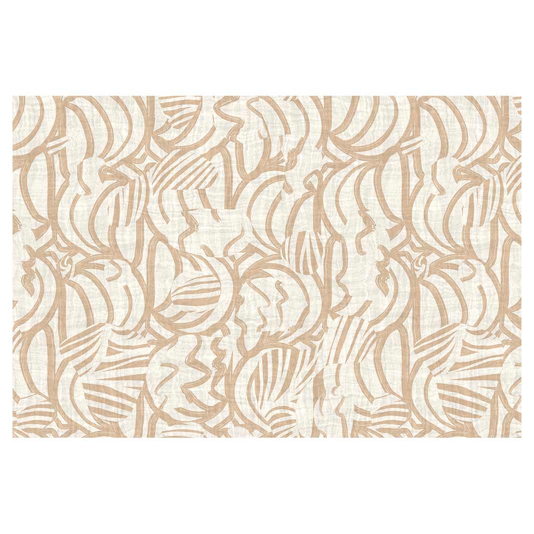 MODERN BEIGE ABSTRACT PATTERN DRAWING RECTANGULAR RUG