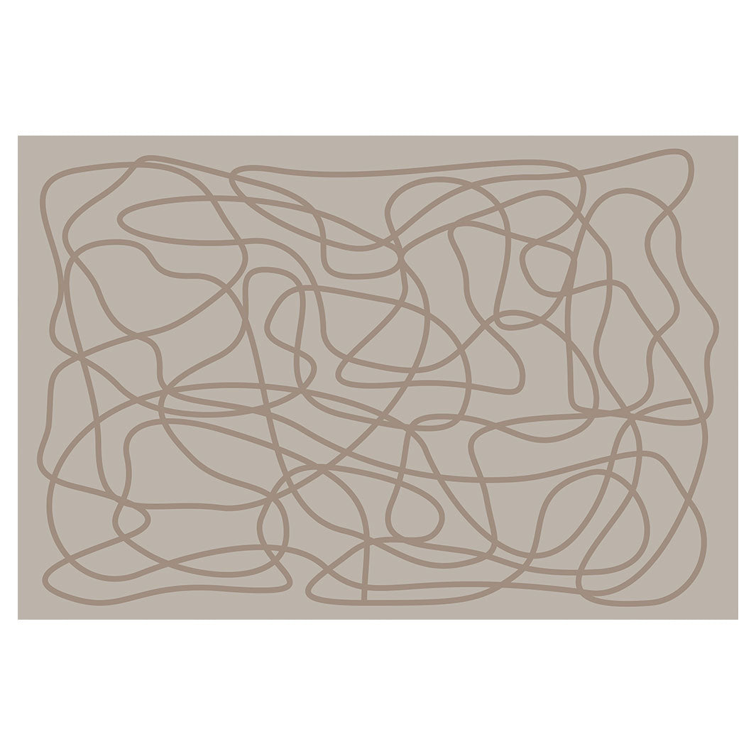 MODERN BROWN ABSTRACT SCRIBBLE LINE RECTANGULAR RUG