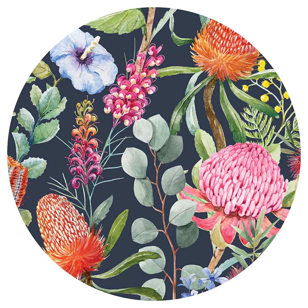 FLORAL NAVY MIXED FLOWERS WITH EUCALYPTUS LEAVES SERVING BOARD