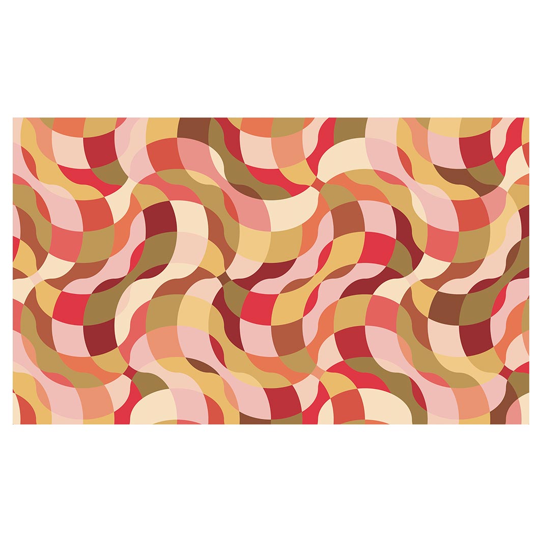 RETRO WAVE PATTERN PINKS AND MUSTARD RECTANGULAR SCATTER CUSHION