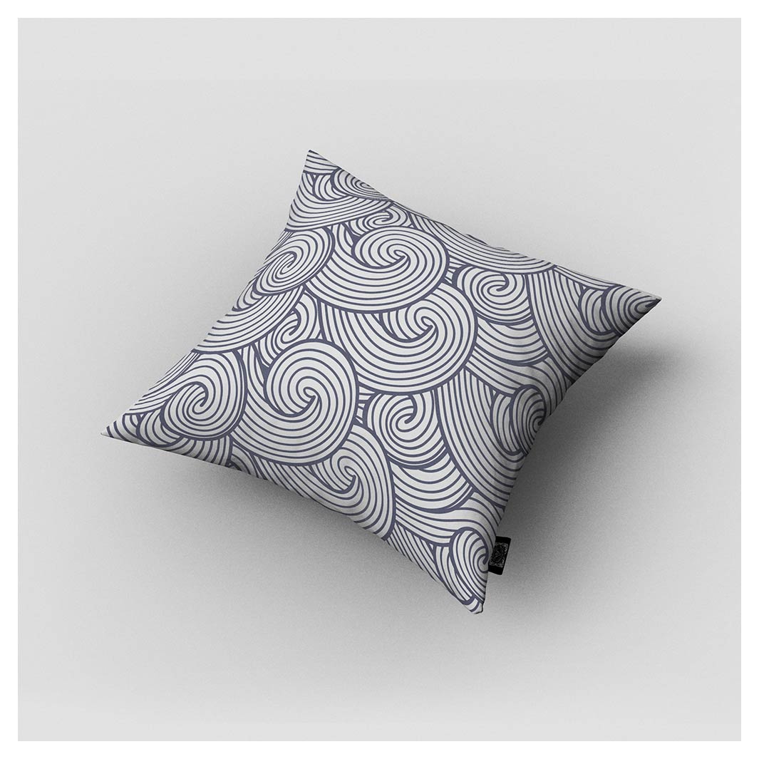 KIDS NAVY WAVES LINE PATTERN CUSHION