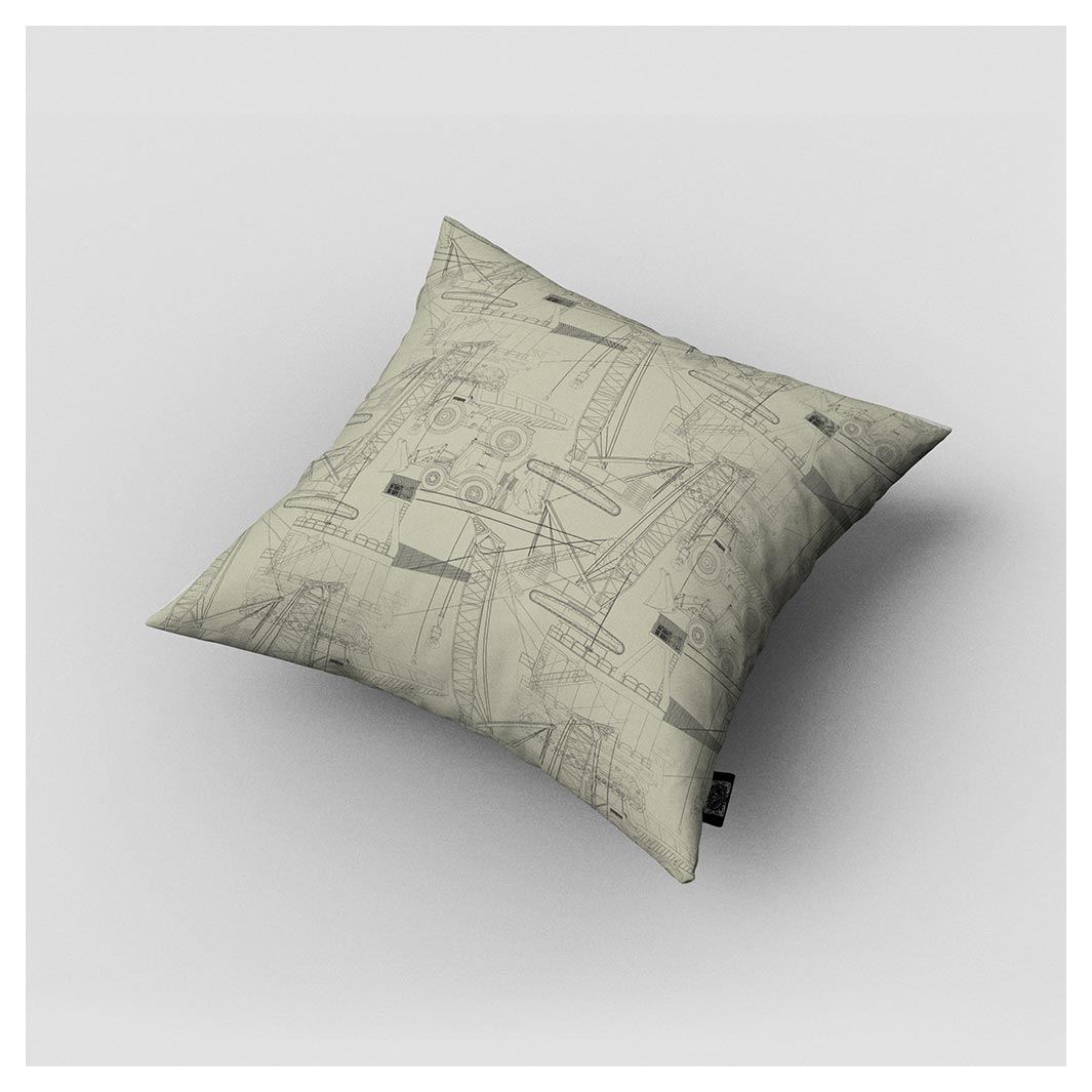 KIDS NEUTRAL CONSTRUCTION SKETCH ART CUSHION