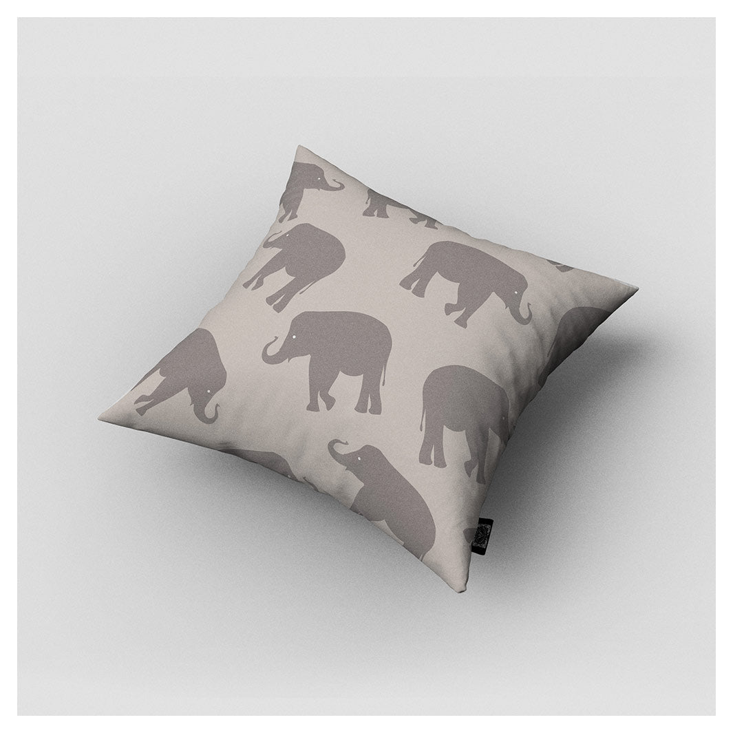 KIDS BEIGE AND BROWN ELEPHANT PATTERN CUSHION