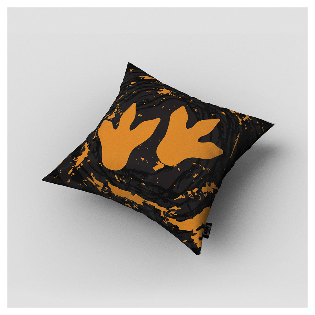 KIDS ORANGE RUSTIC DINO PRINTS CUSHION