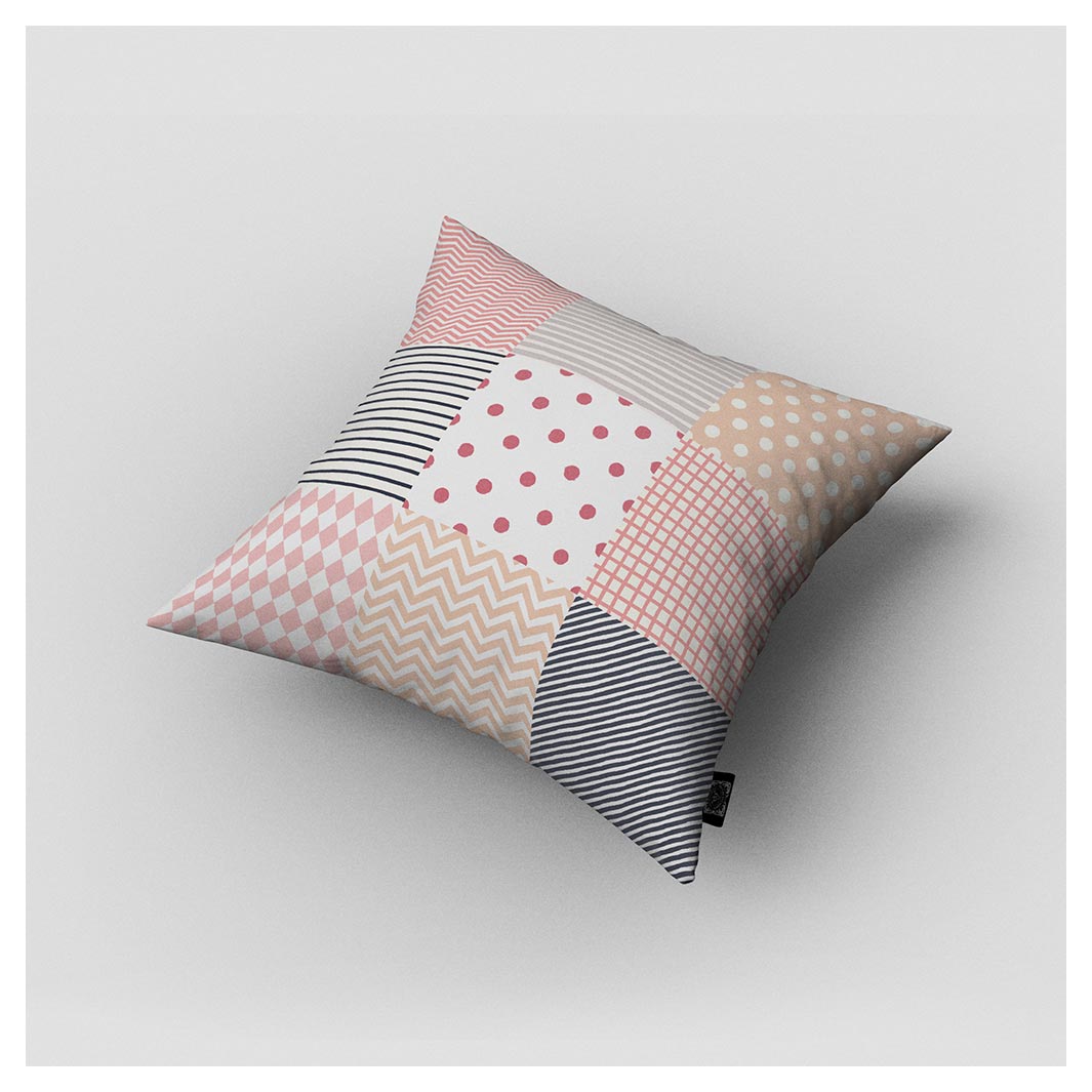 KIDS PINK DOTS AND LINES PATTERNS CUSHION