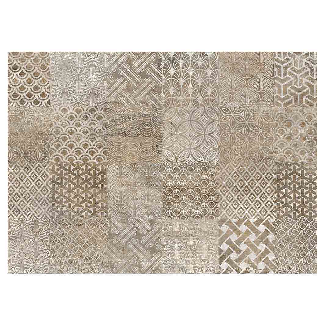 PATTERN BROWN MODERN TILE NATURAL TABLECLOTH