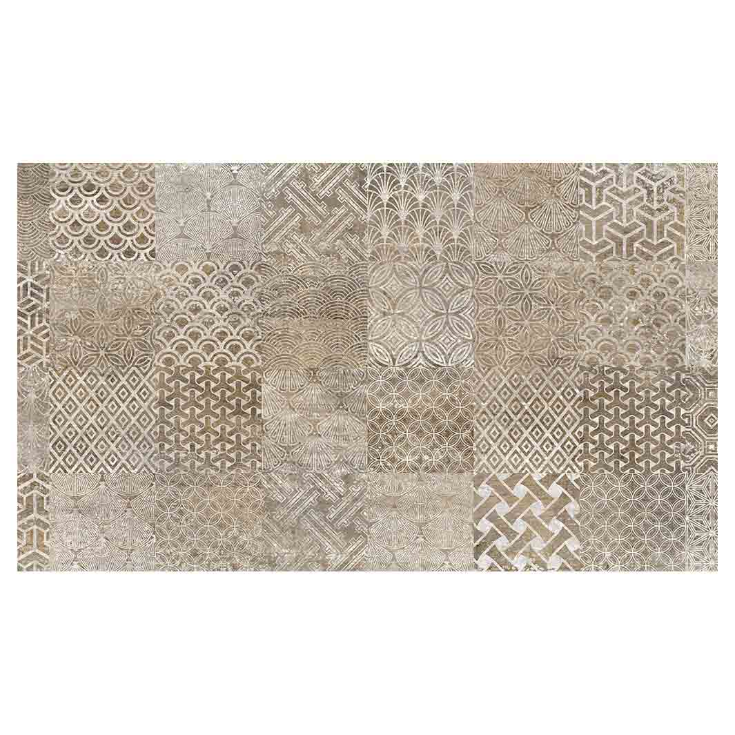 PATTERN BROWN MODERN TILE NATURAL TABLECLOTH