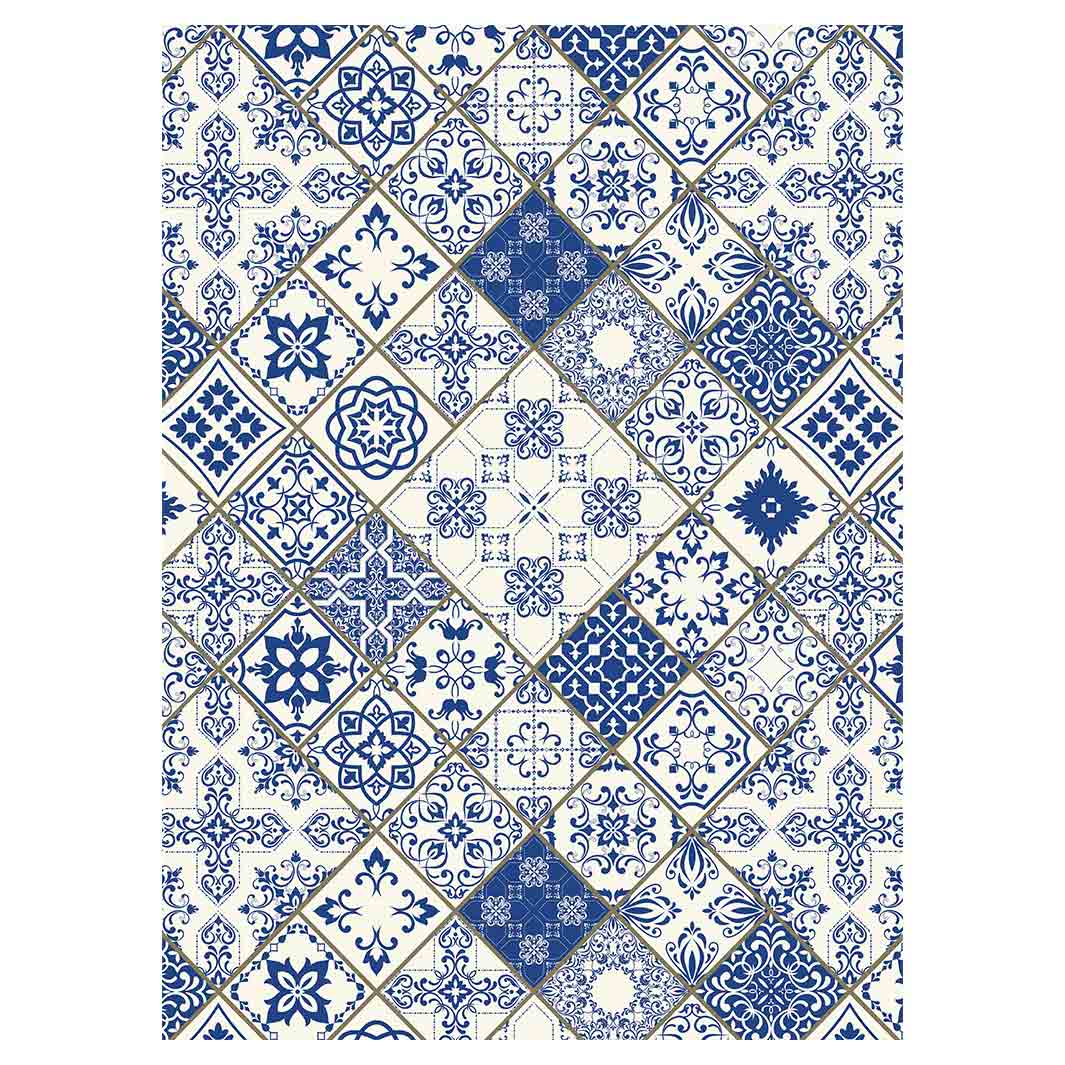 PATTERN BLUE DIAMOND LISBON TEA TOWEL