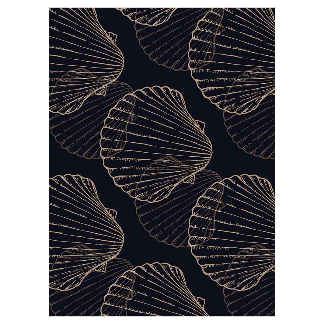 PATTERN DARK NAVY SHELL TEA TOWEL