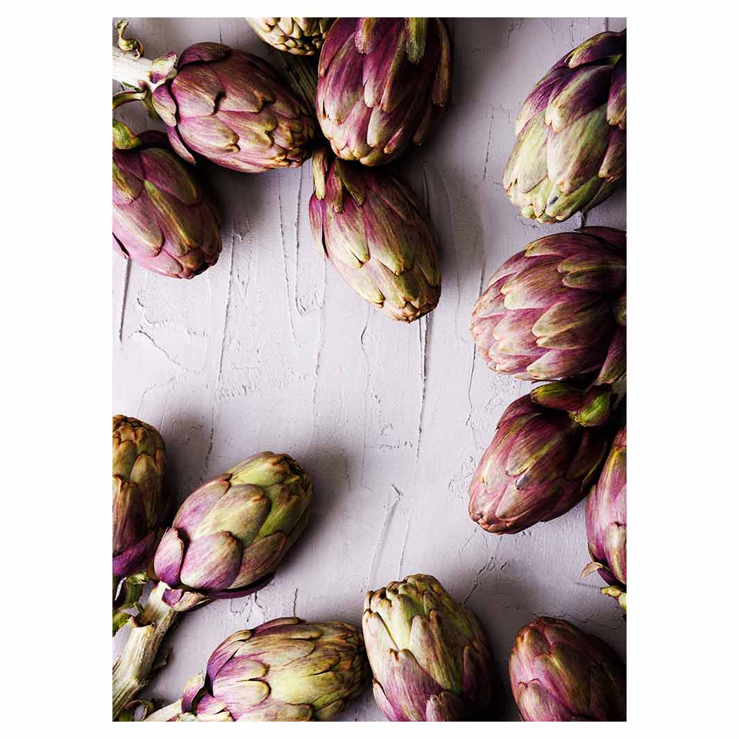 ARTICHOKE DARK PURPLE ON GREY TEA TOWEL