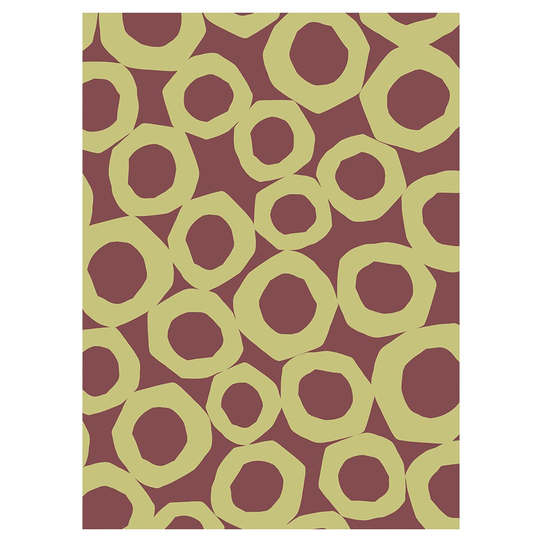 GEOMETRIC GREEN AND MAUVE PATTERN TEA TOWEL