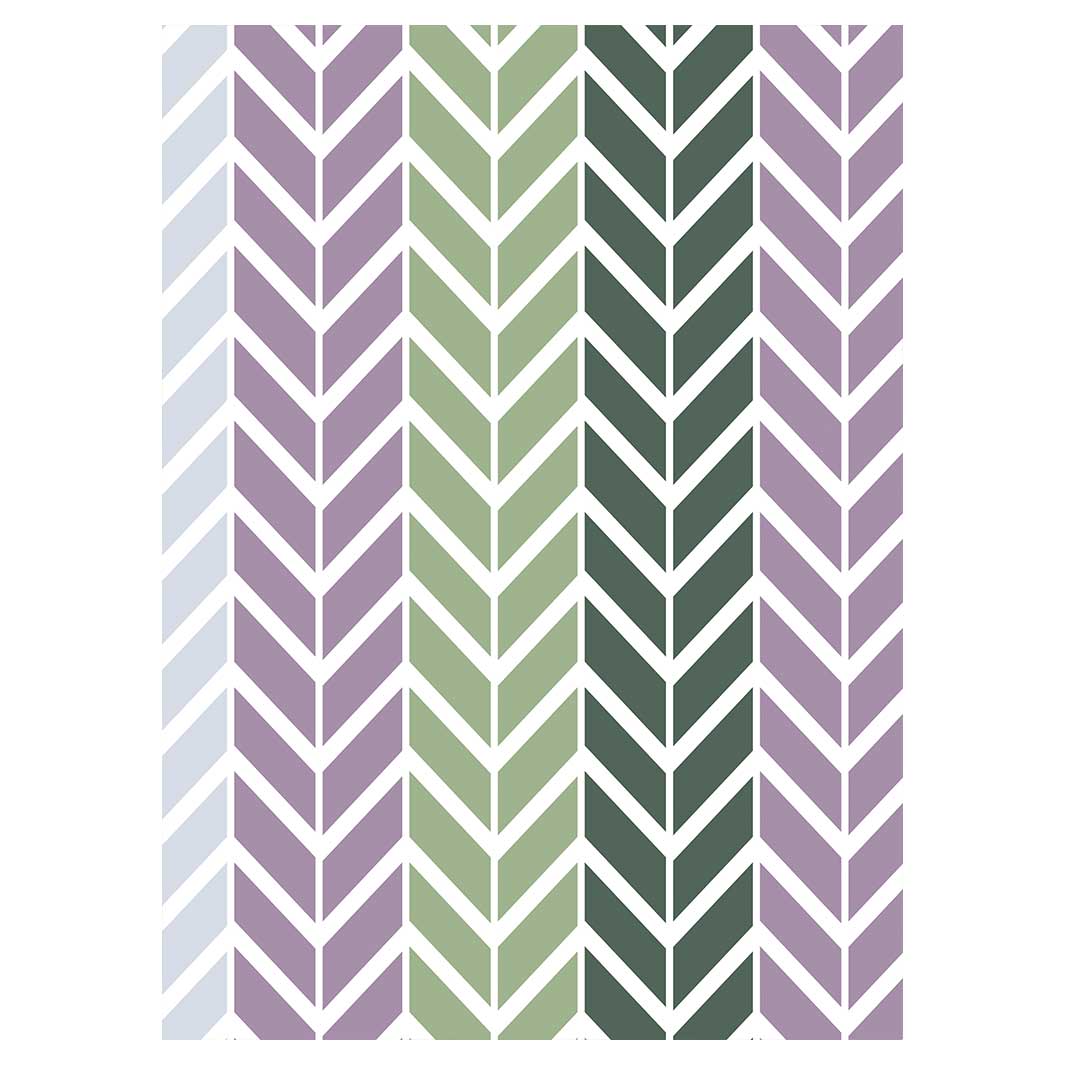 GEOMETRIC GREEN AND PURPLE CHEVRON PATTERN TEA TOWEL