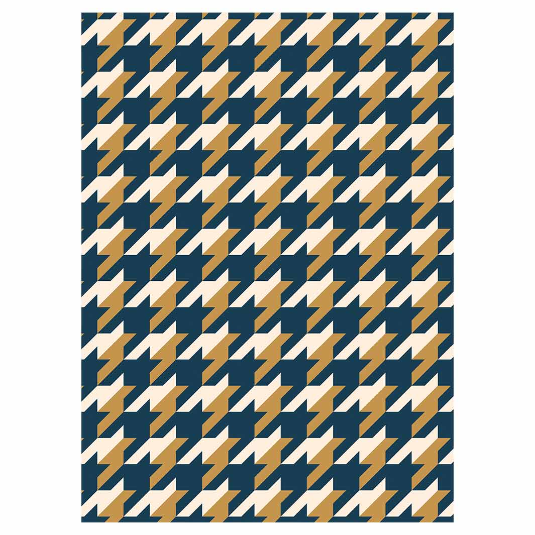 HOUNDSTOOTH BLUE AND GOLD TEA TOWEL