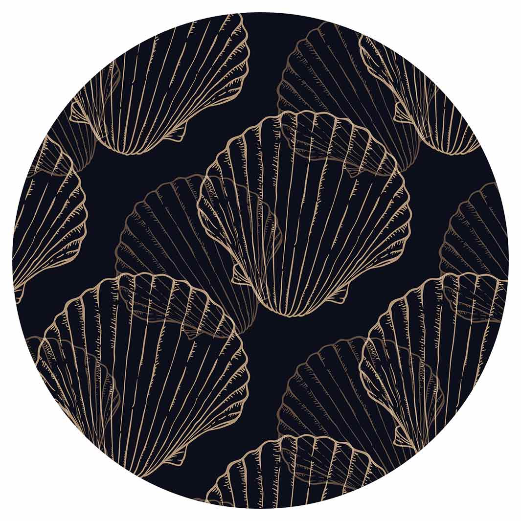 PATTERN DARK NAVY SHELL VINYL FOAM ROUND MAT