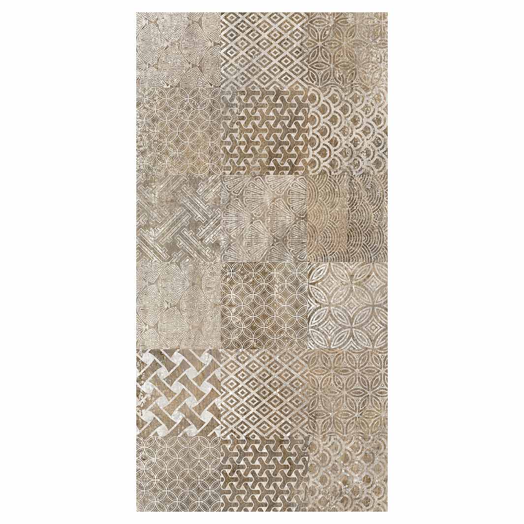 PATTERN BROWN MODERN TILE NATURAL VINYL FOAM RUNNER MAT